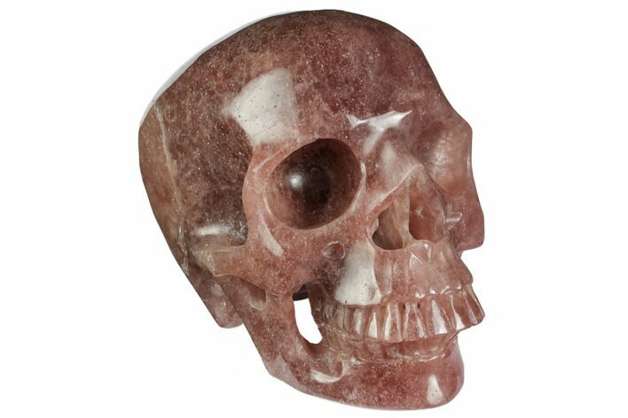 Realistic, Carved Strawberry Quartz Crystal Skull #150856